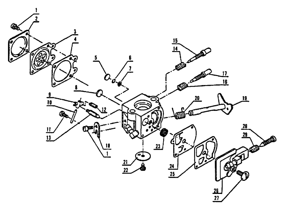 Carburetor Diagram and Parts List for PB-210 Type 1 Echo Leaf Blower / Vacuum
