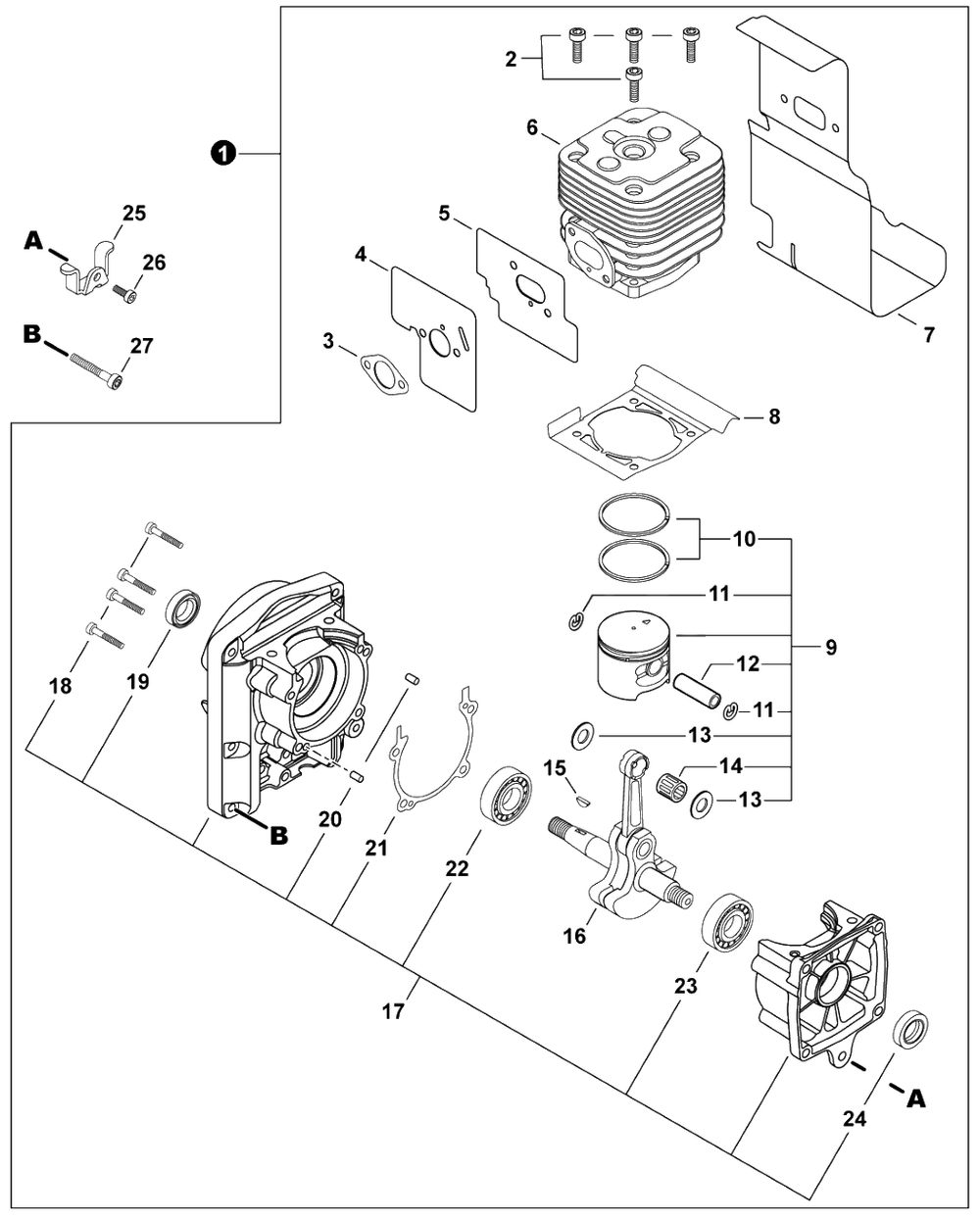 Engine Diagram and Parts List for PB-580T P55515001001 - P55515999999 Echo Leaf Blower / Vacuum
