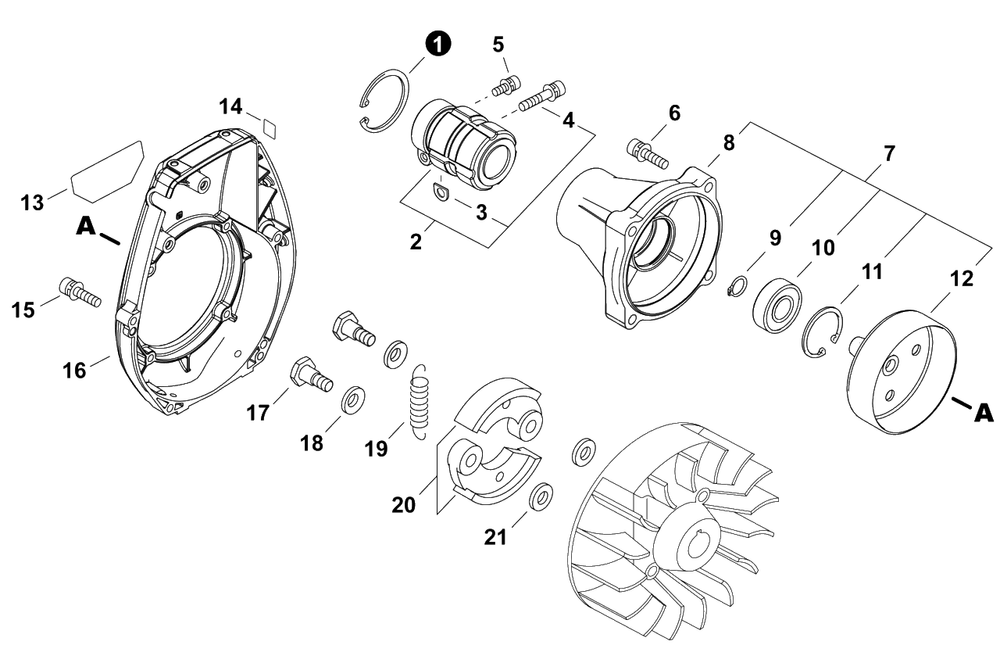 Fan Case S/N: U26520004957-U26520999999 Diagram and Parts List for SRM-4510 U53726001001 - U53726999999 Echo Brush Cutter
