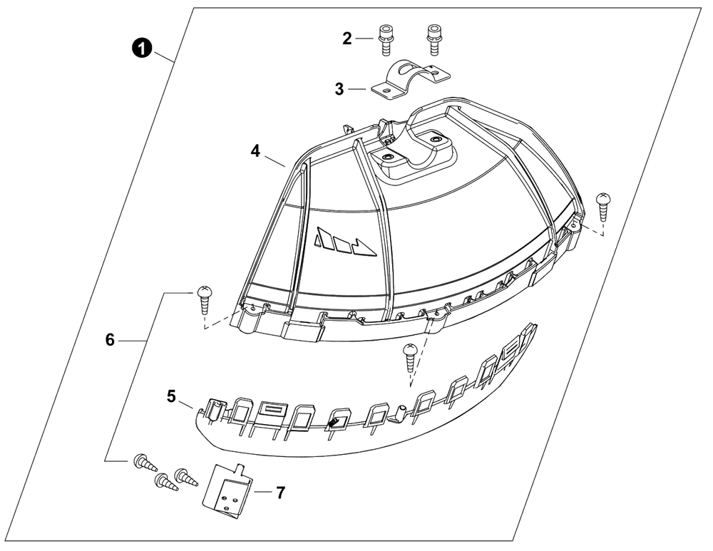 Debris Shield Diagram and Parts List for SRM-4510 U53726001001 - U53726999999 Echo Brush Cutter