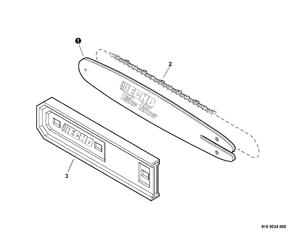 Guide Bar, Saw Chain, Guide Bar Cover Diagram and Parts List for PPT-2400 (Type 1E)(E14220001001 - E14220999999) Echo Pole Saw