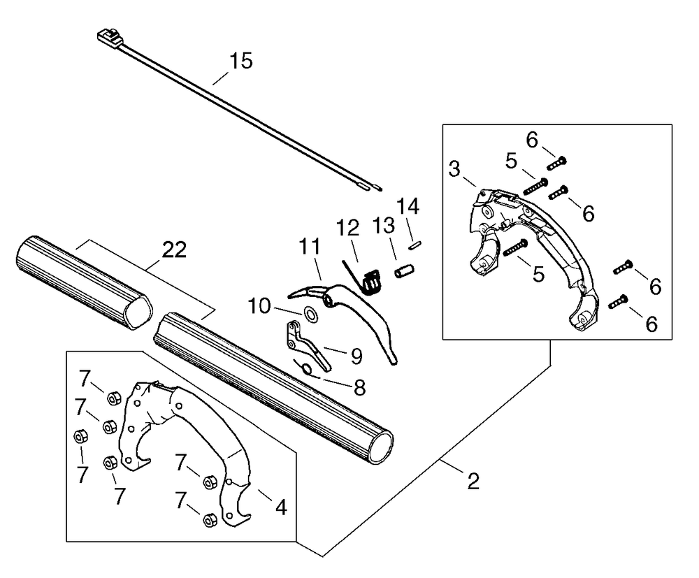 Throttle Control, Handle Diagram and Parts List for PPT-2400 (Type 1E)(E14536001001 - E14536999999) Echo Pole Saw