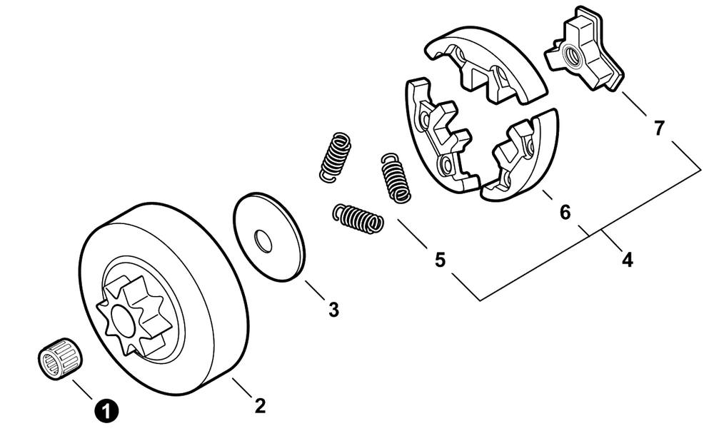Clutch Diagram and Parts List for CS-355T C85015001001 - C85015999999 Echo Chainsaw
