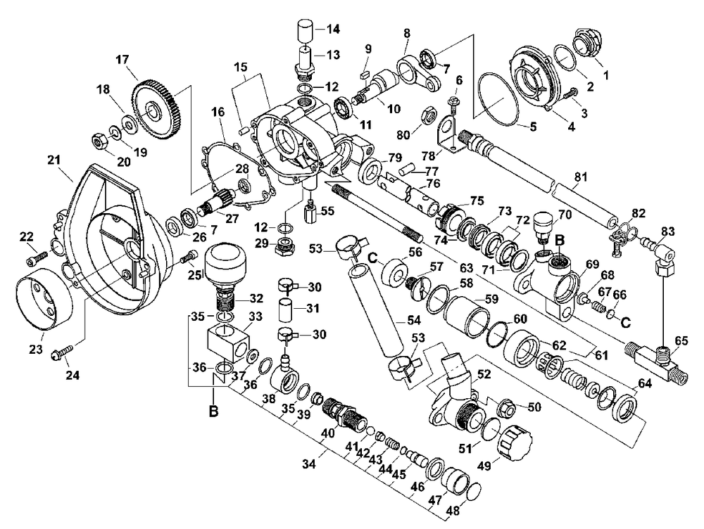 Pressure Pump Twin Diagram and Parts List for SHP-800 500005065 - 500999999 Echo Sprayer