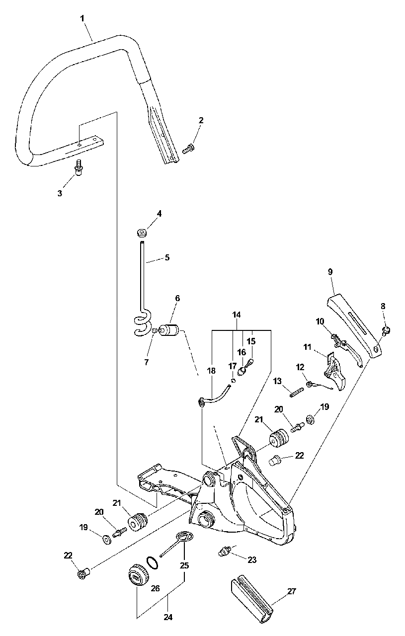Handle Assembly Diagram and Parts List for CS-4400 (Type 1E)(101001 - 999999) Echo Chainsaw