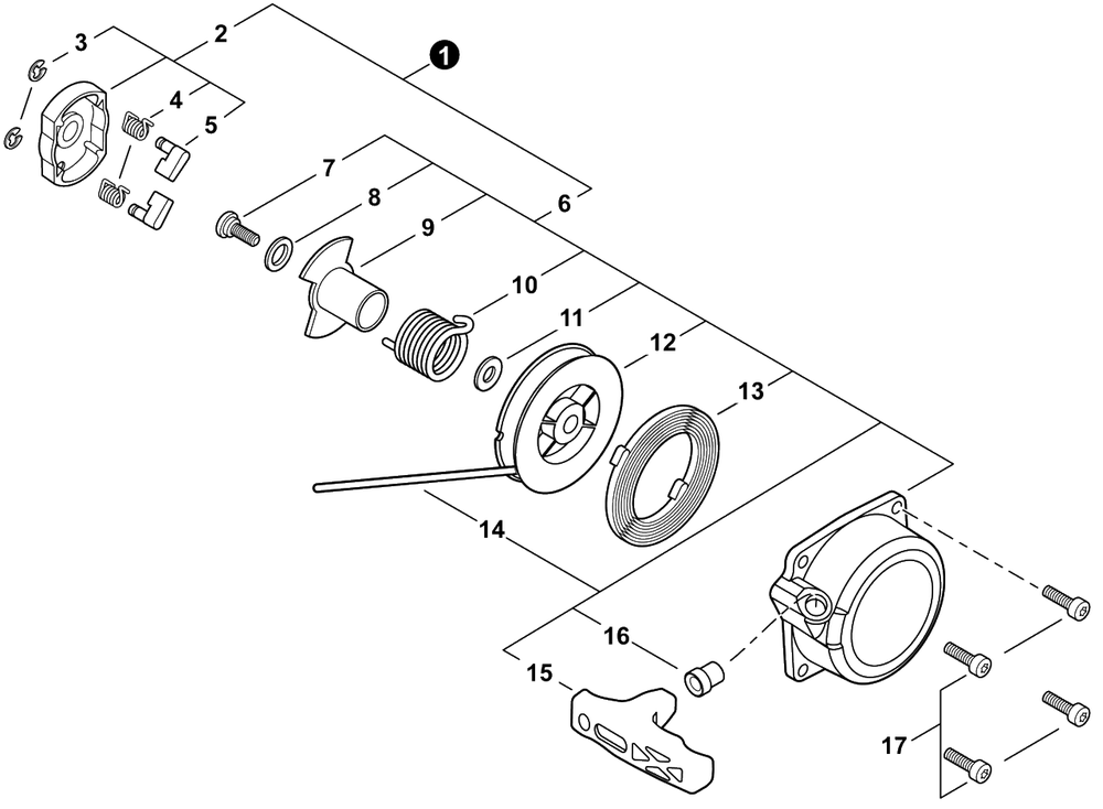 Recoil Starter Diagram and Parts List for PB-580T P55515001001 - P55515999999 Echo Leaf Blower / Vacuum