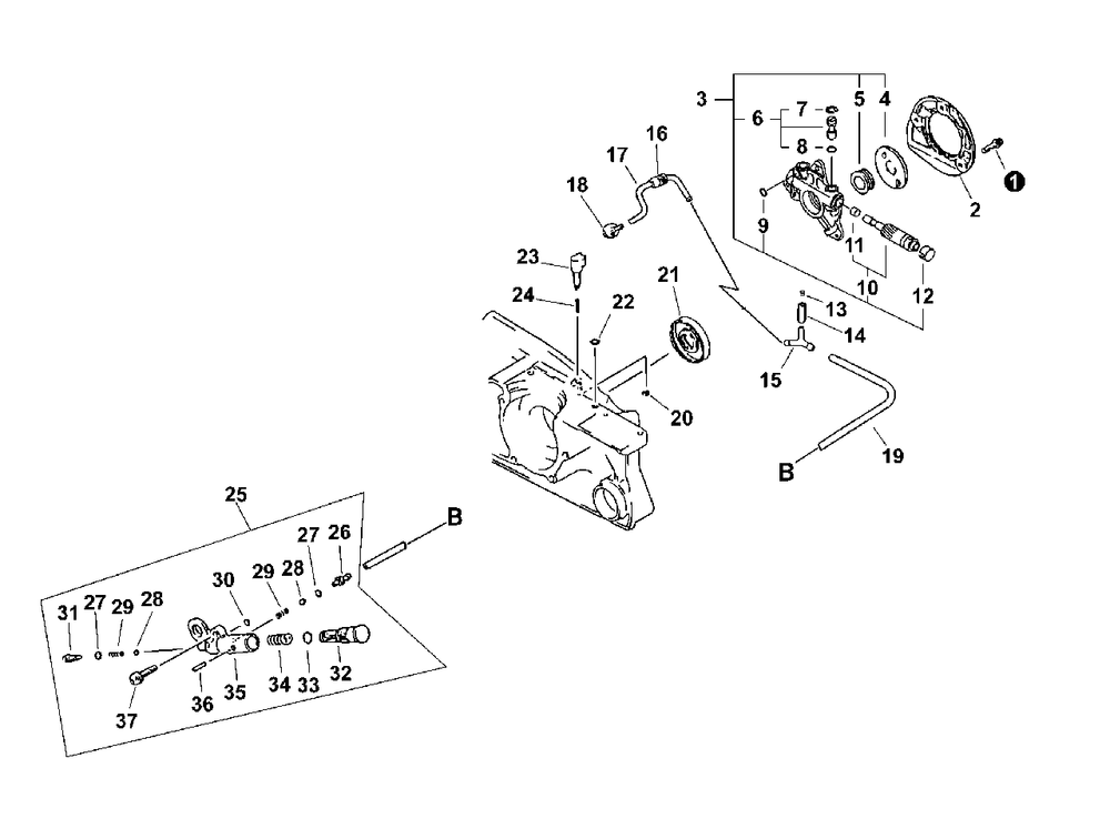 Auto-Oiler Assembly Diagram and Parts List for QV-8000 (Type 1E)(C90303001001 - C90303999999) Echo Chainsaw