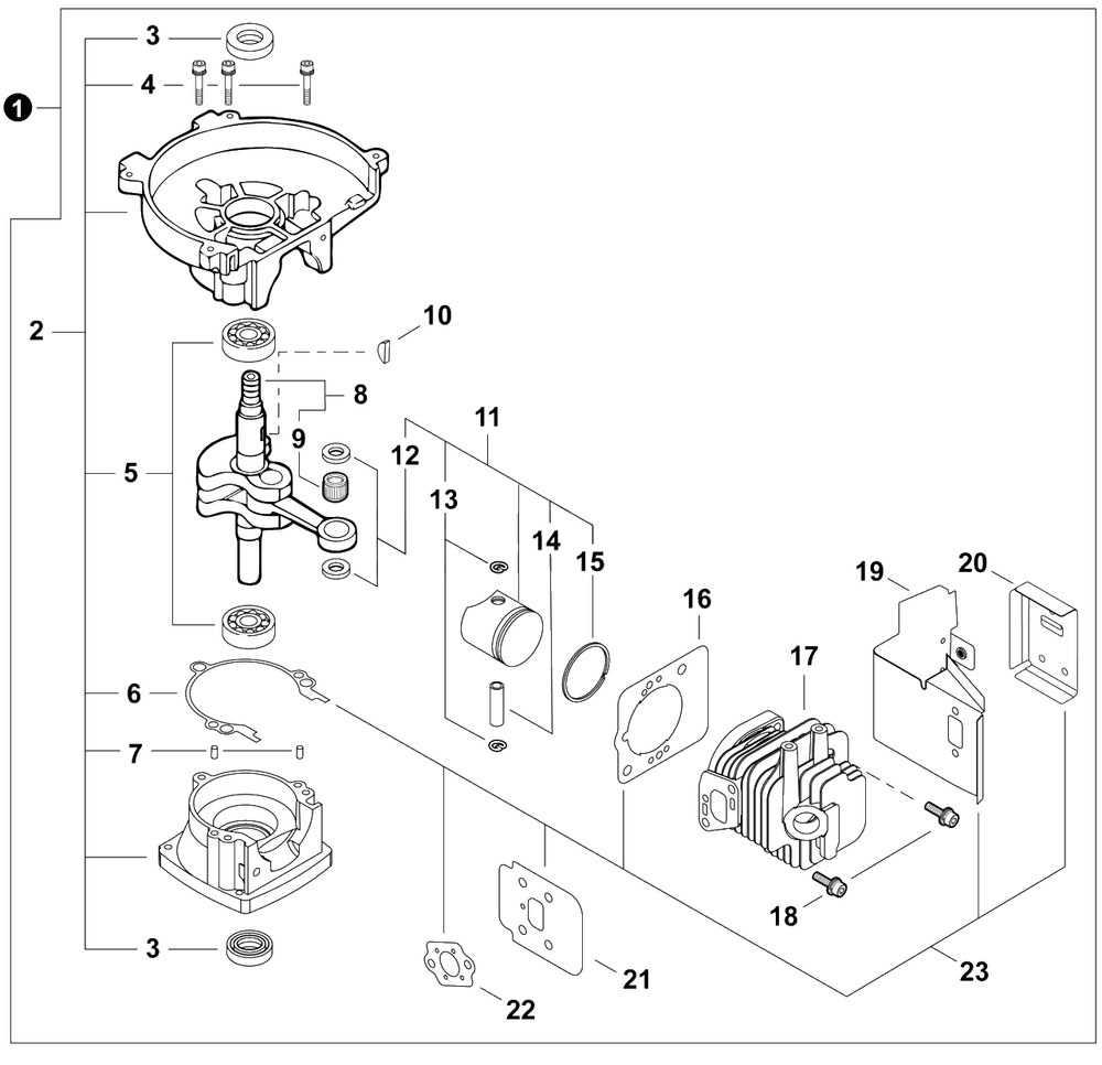 Engine Diagram and Parts List for TC-210 E14714001001 - E14714999999 Echo Tiller