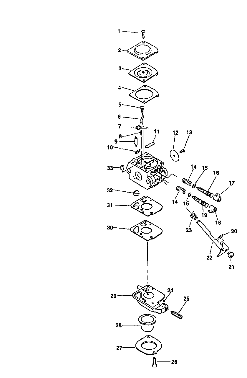 Carburetor -- C1u-K47 S/N: 001001 - 501000 Diagram and Parts List for GT-2000SB Type 1E Echo Trimmer