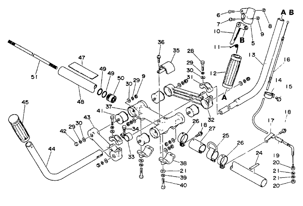 Driveshaft, Handles, Throttle Diagram and Parts List for SRM-400 AE Version Echo Trimmer