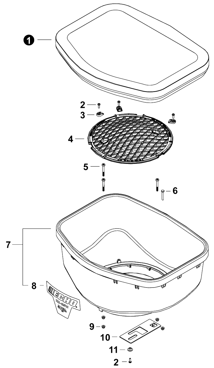 Hopper Diagram and Parts List for RB-85W N31100001001 - N31100999999 Echo Spreader