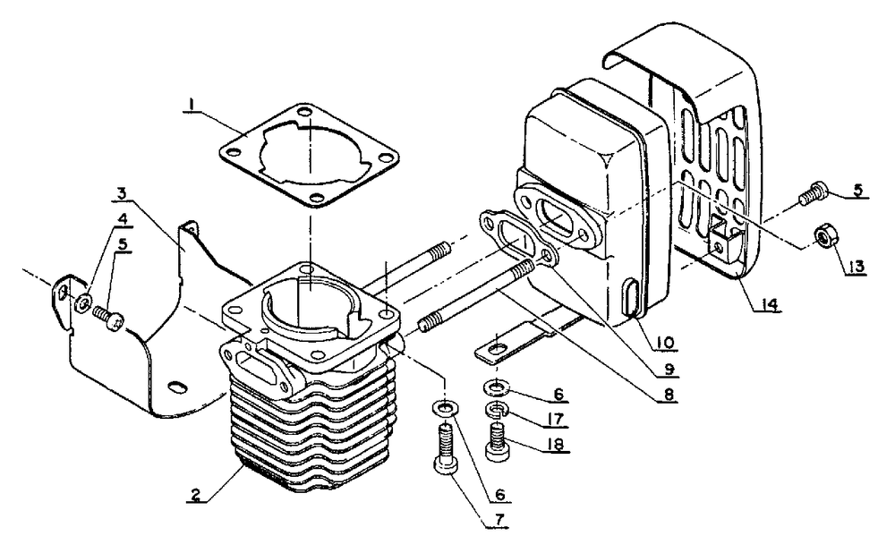 Cylinder Diagram and Parts List for SRM-202 FA Version Echo Trimmer