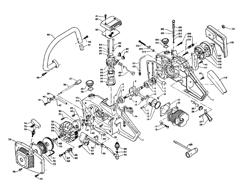 Unit Complete Diagram and Parts List for CS-315 000001 - 058000 Echo Chainsaw