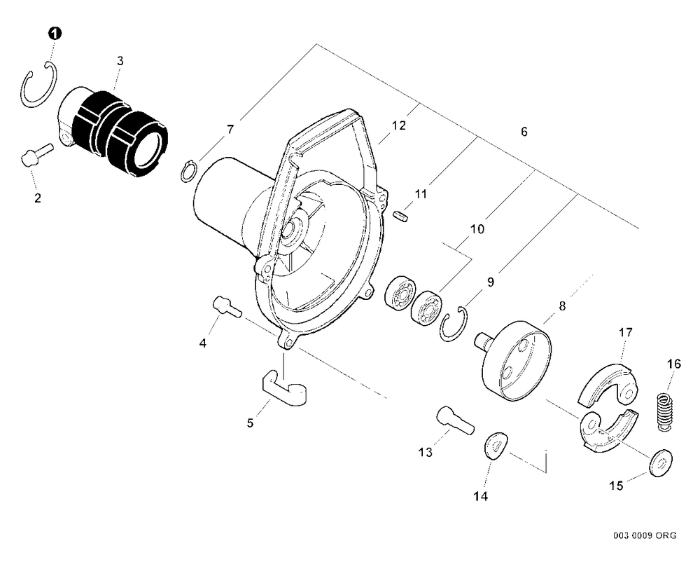 Clutch, Fan Case -- Orange Models Diagram and Parts List for SRM-230 S73112127552 - S73112328927 Echo Trimmer