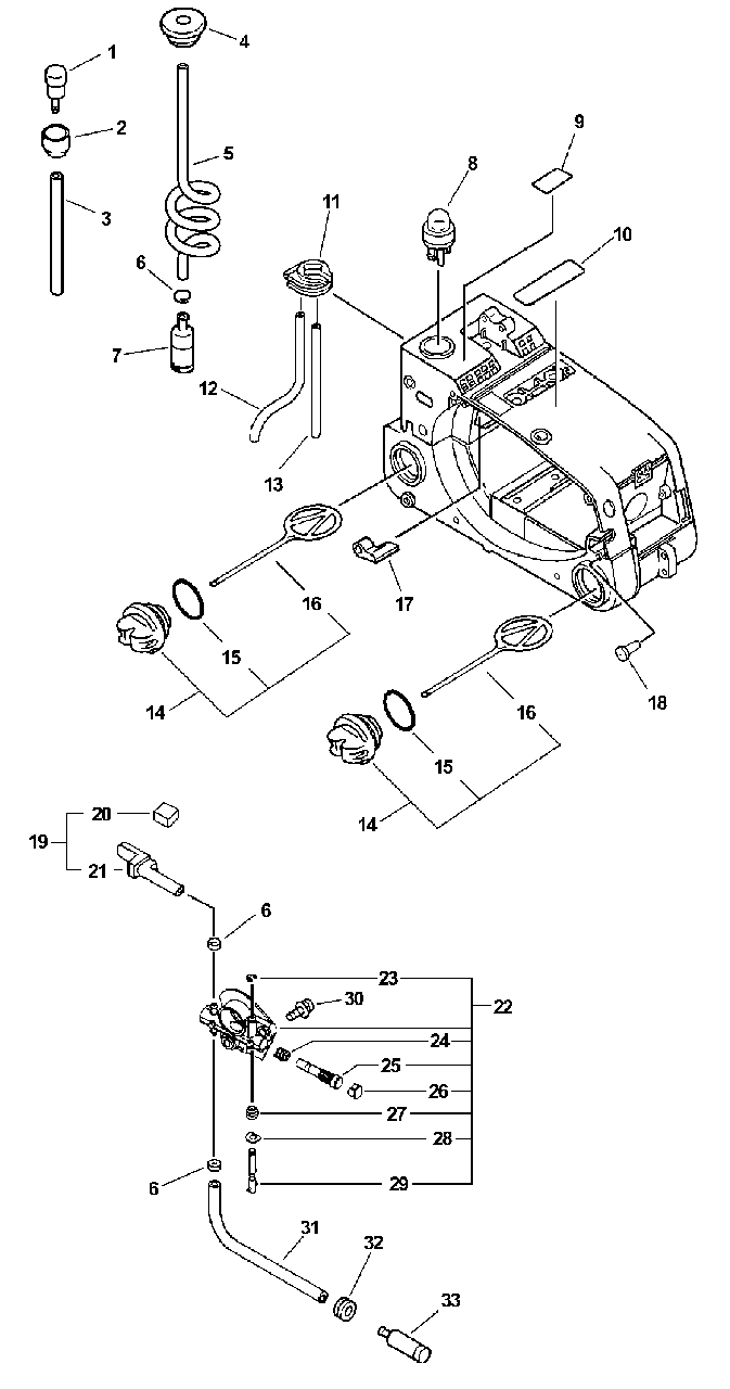 Fuel And Oil System Diagram and Parts List for CS-3000 (Type 1)(00001001 - 99999999) Echo Chainsaw