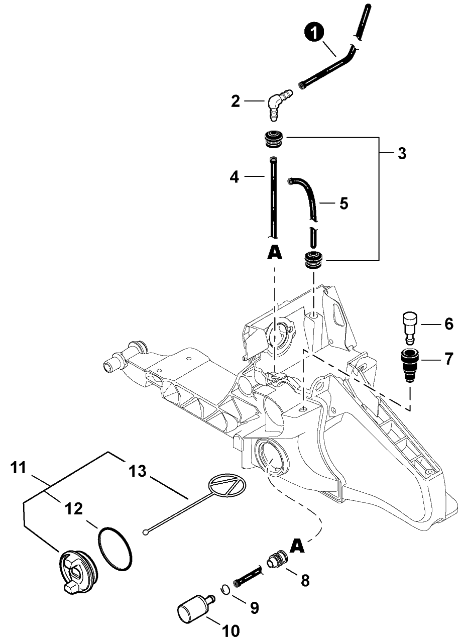 Fuel System Diagram and Parts List for CS-590 C84329001001 - C84329999999 Echo Chainsaw