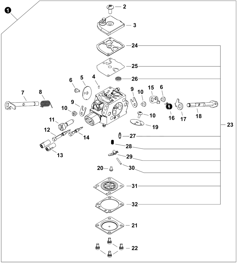 Carburetor Diagram and Parts List for CS-4010 C91315001001 - C91315999999 Echo Chainsaw