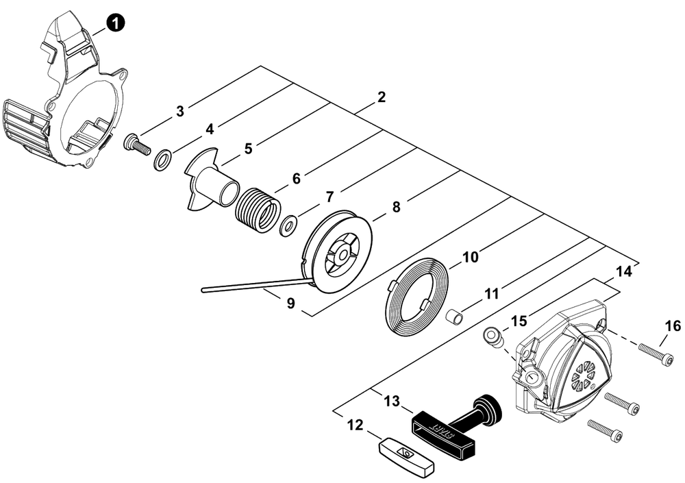 Starter Diagram and Parts List for PB-9010H P55915001001 - P55915999999 Echo Leaf Blower / Vacuum
