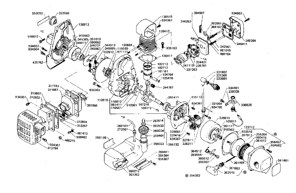 Part List 1 Diagram and Parts List for SRM-200DB 001001 - 999999 Echo Trimmer