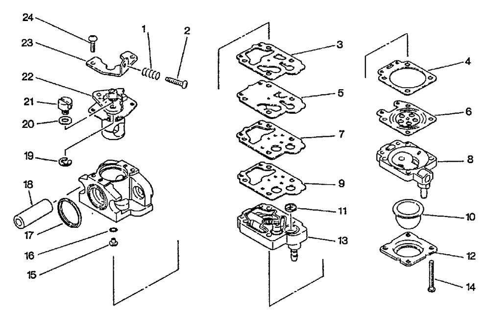 Carburetor -- Wy-21 Diagram and Parts List for SRM-2501 001001 - 010200 Echo Trimmer