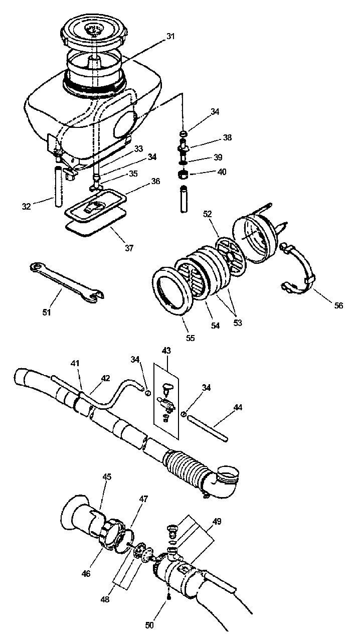 Hoses And Attachments Diagram and Parts List for PBAM-400E 99922203329 Echo Leaf Blower / Vacuum