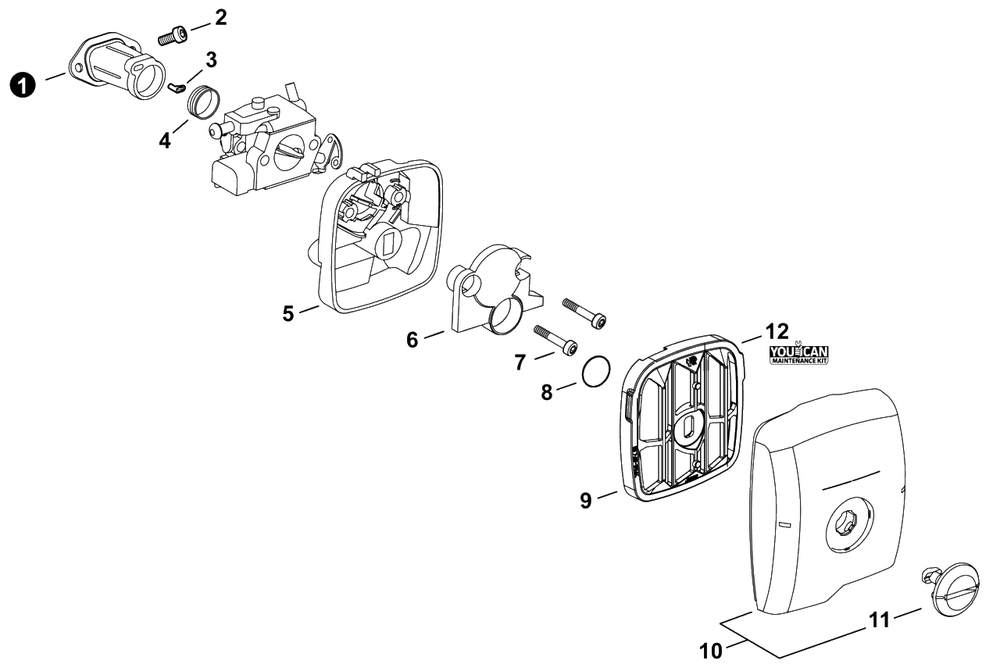 Intake Diagram and Parts List for CS-355T C85015001001 - C85015999999 Echo Chainsaw