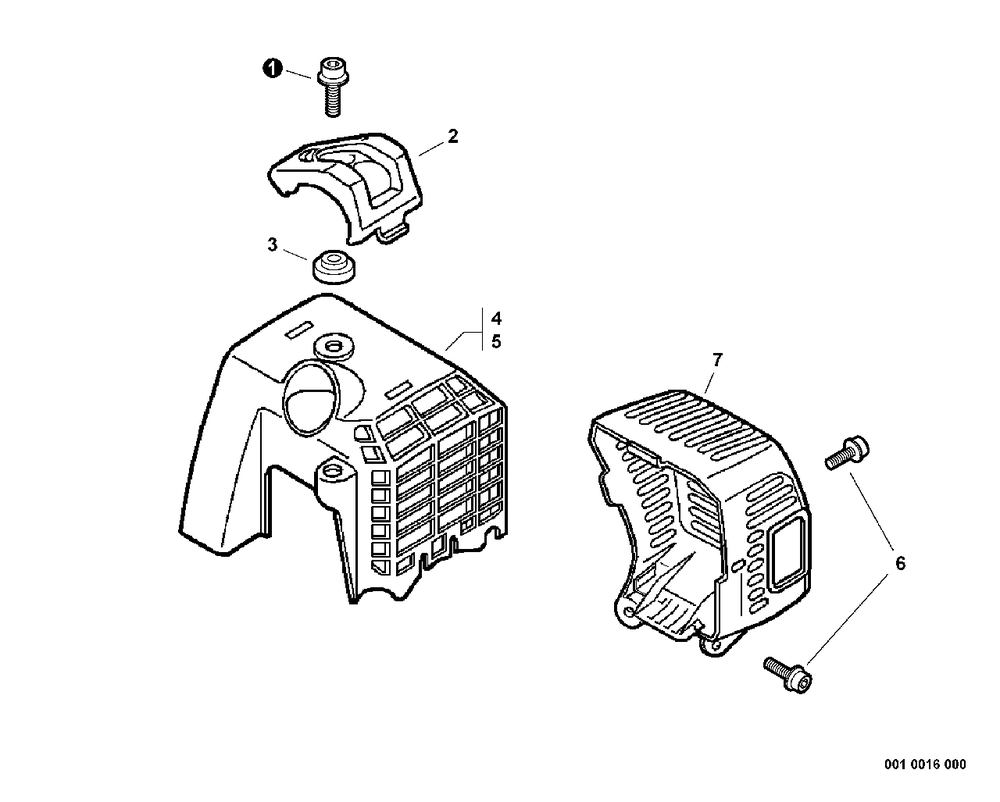Engine Cover, Exhaust Cover Diagram and Parts List for SRM-230 S73112127552 - S73112328927 Echo Trimmer