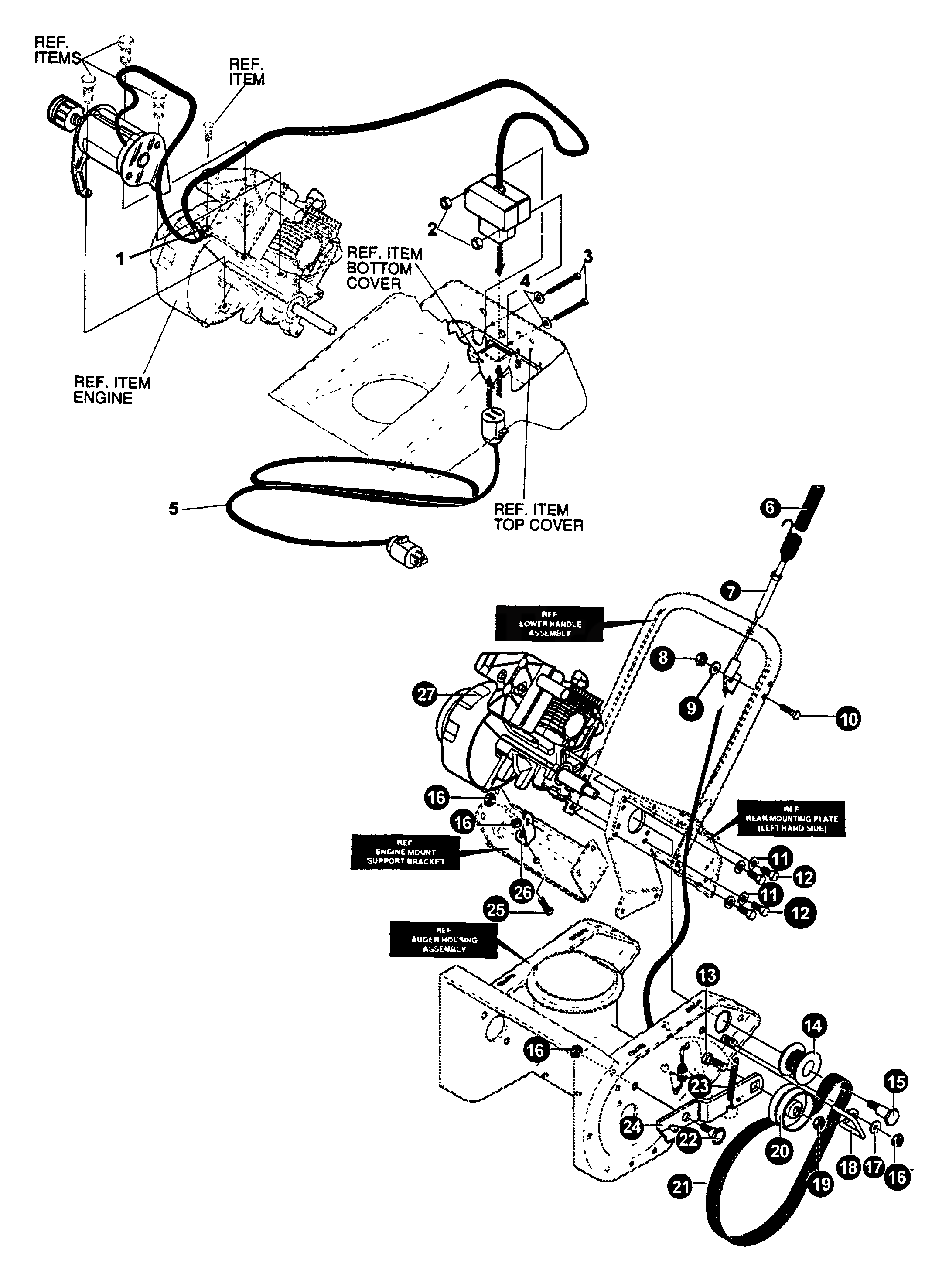 Electric Starter, Auger Drive System Diagram and Parts List for ST-5000E 0001001 - 0001456 Echo Snow Blower