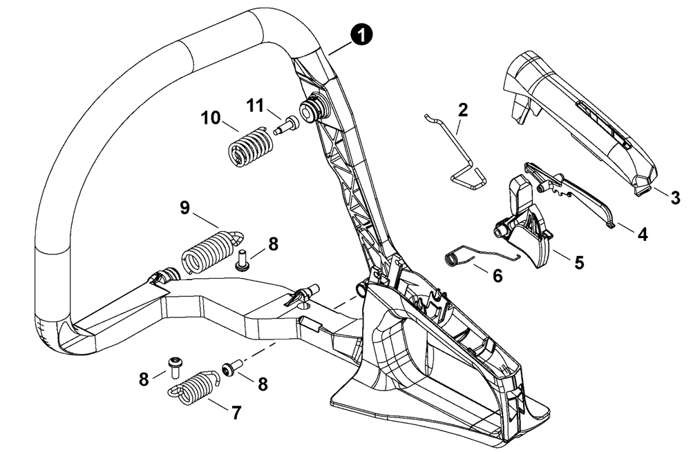 Handles, Throttle Control Diagram and Parts List for CS-4010 C91315001001 - C91315999999 Echo Chainsaw