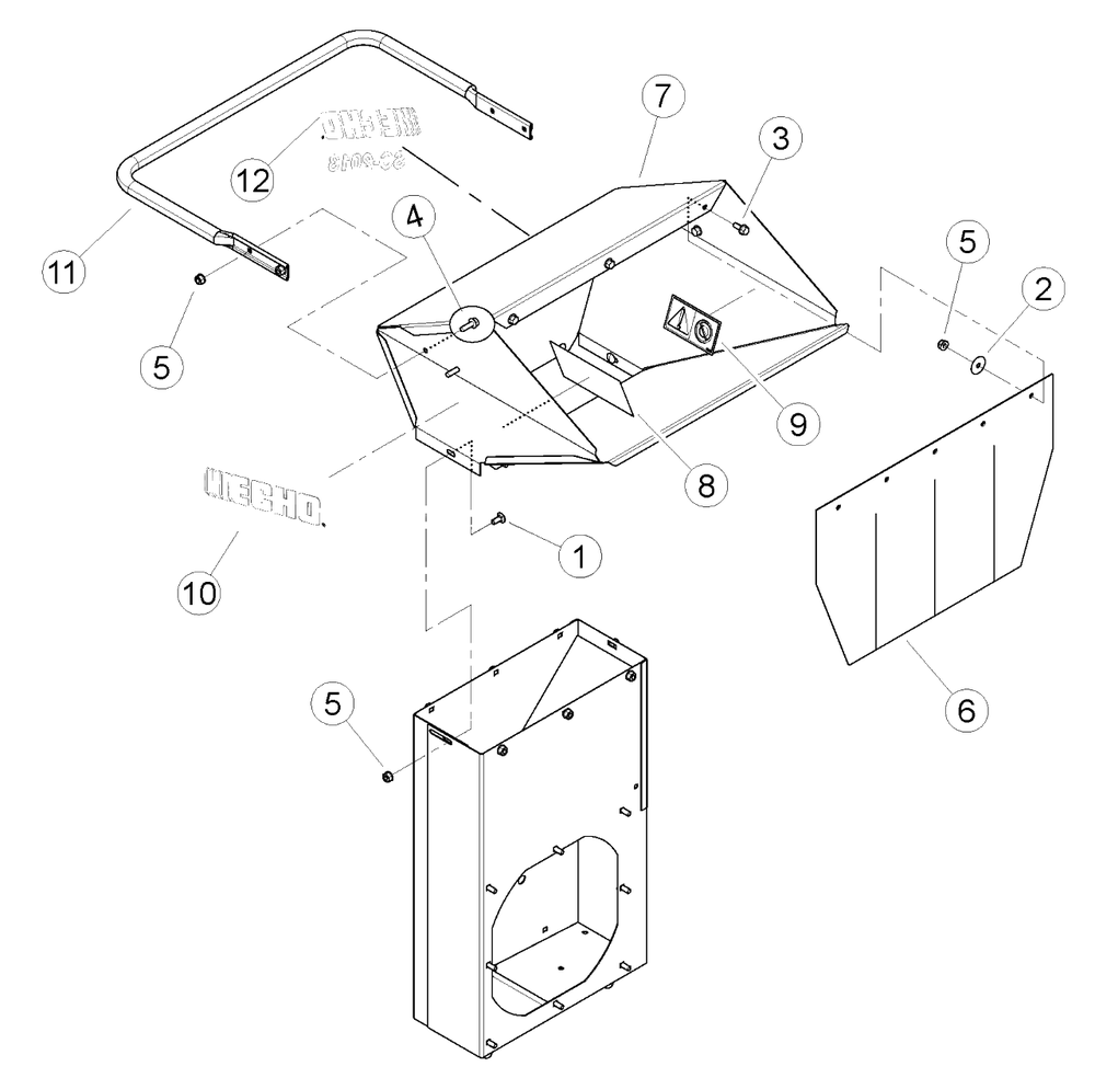 Hopper Diagram and Parts List for SC-2013 200SCB000001 - 200SCB999999 Echo Chipper Shredder