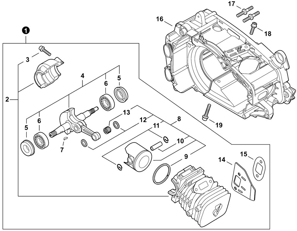 Engine Diagram and Parts List for CS-355T C85015001001 - C85015999999 Echo Chainsaw