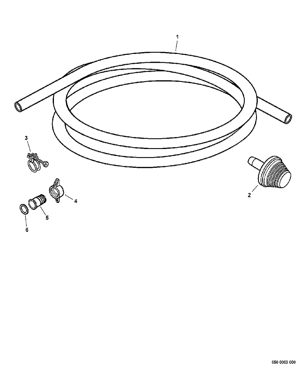 Suction Hose Diagram and Parts List for WP-1000 (Type 1E)(W15103001001 - W15103999999) Echo Water Pump