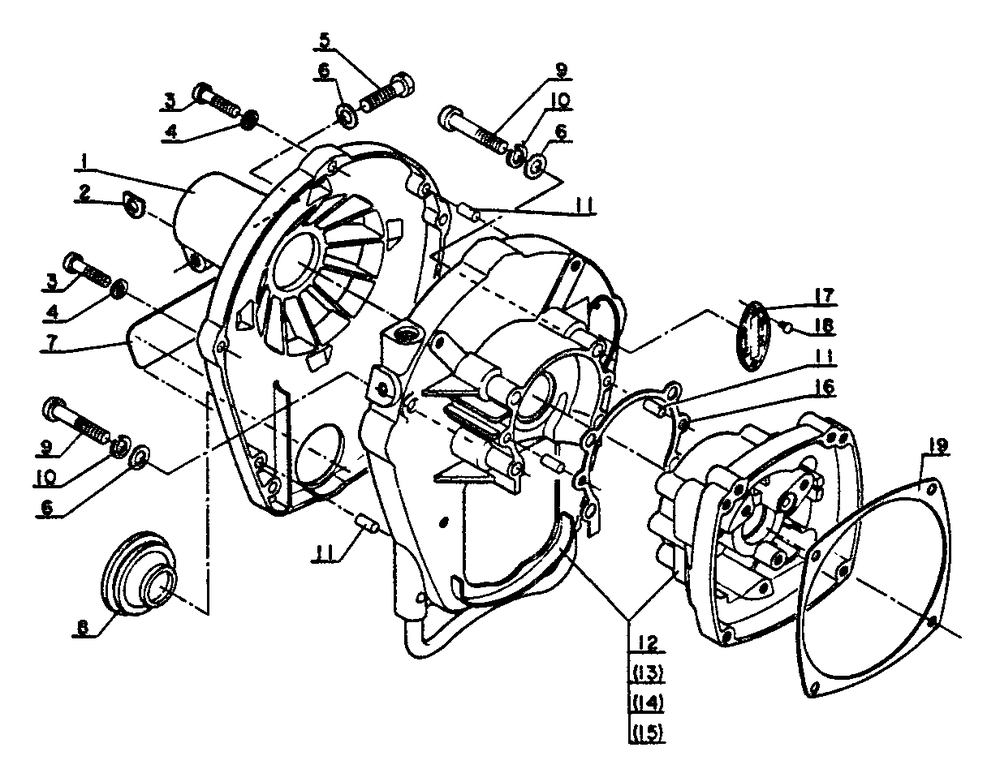 Crankcase, Fan Housing Diagram and Parts List for SRM-202 F Version Echo Trimmer