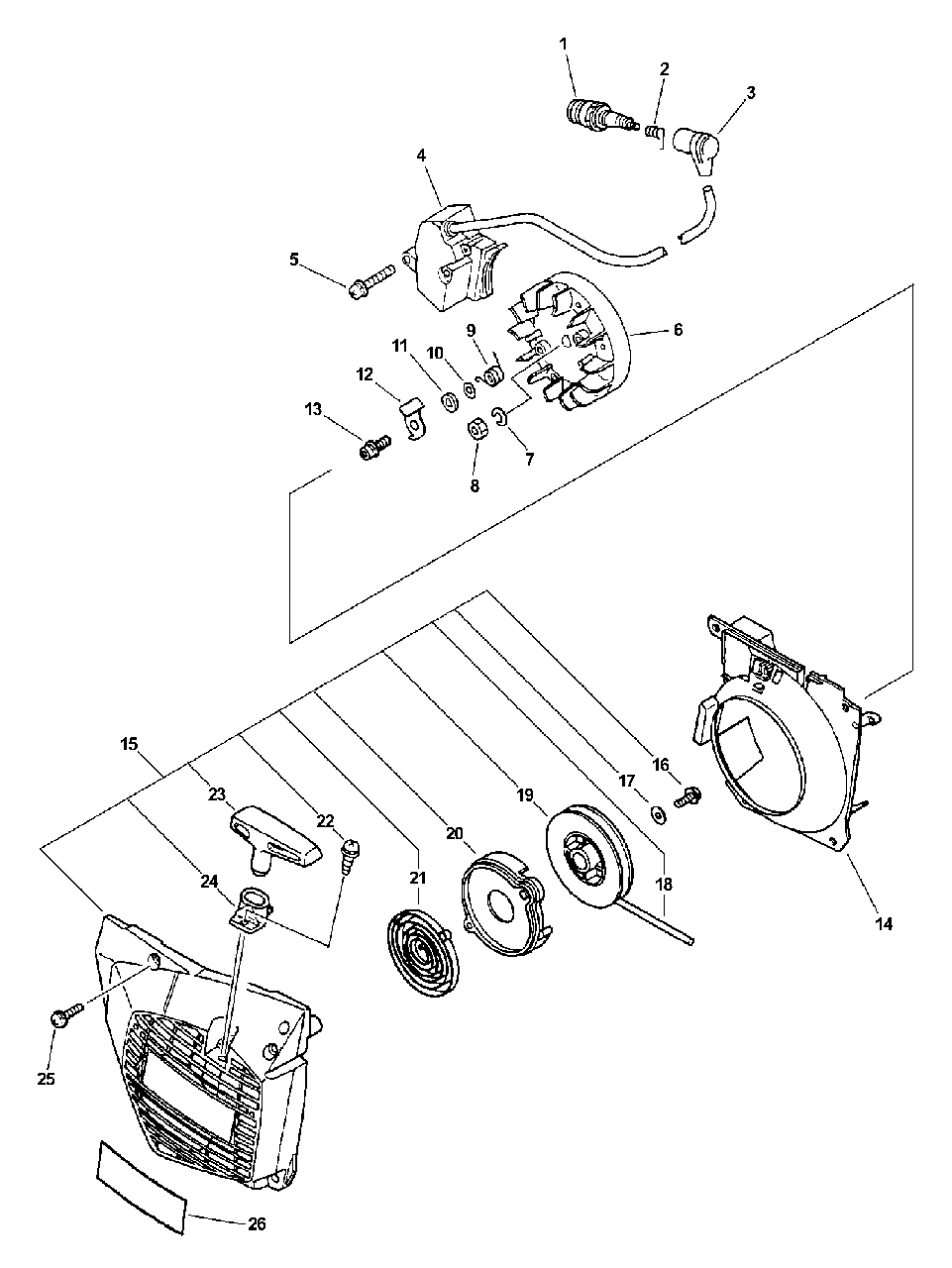 Starter Assembly Diagram and Parts List for CS-4400 (Type 1E)(101001 - 999999) Echo Chainsaw
