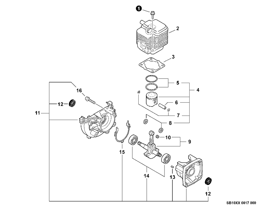Engine Diagram and Parts List for SRM-22GESU S55822001001 - S55822999999 Echo Brush Cutter