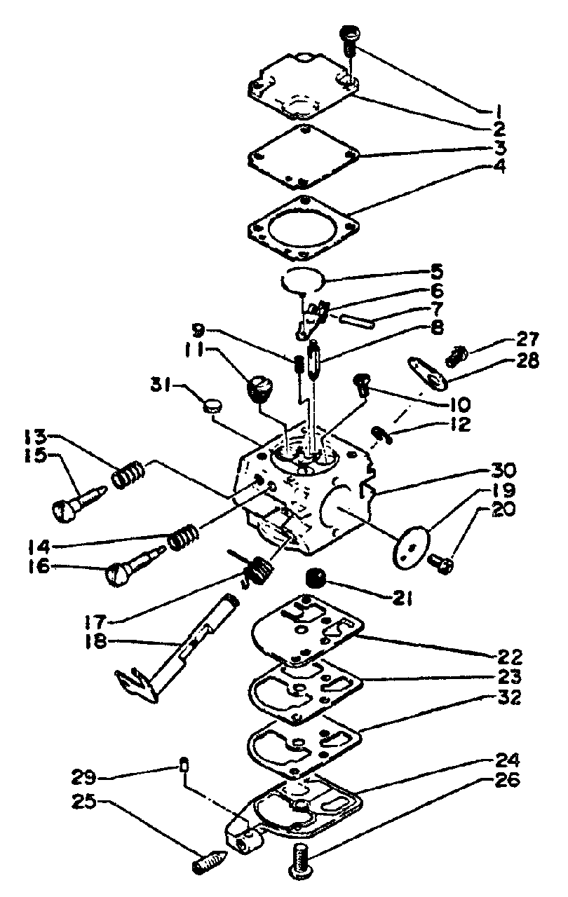 Carburetor Diagram and Parts List for CS-290EVL 000001 - 008580 Echo Chainsaw