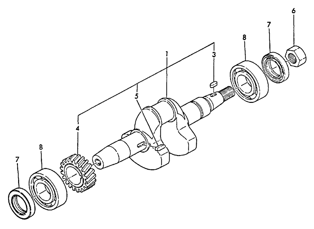 Crankshaft, Main Bearing Diagram and Parts List for EG-2300 01001 - 03371 Echo Generator