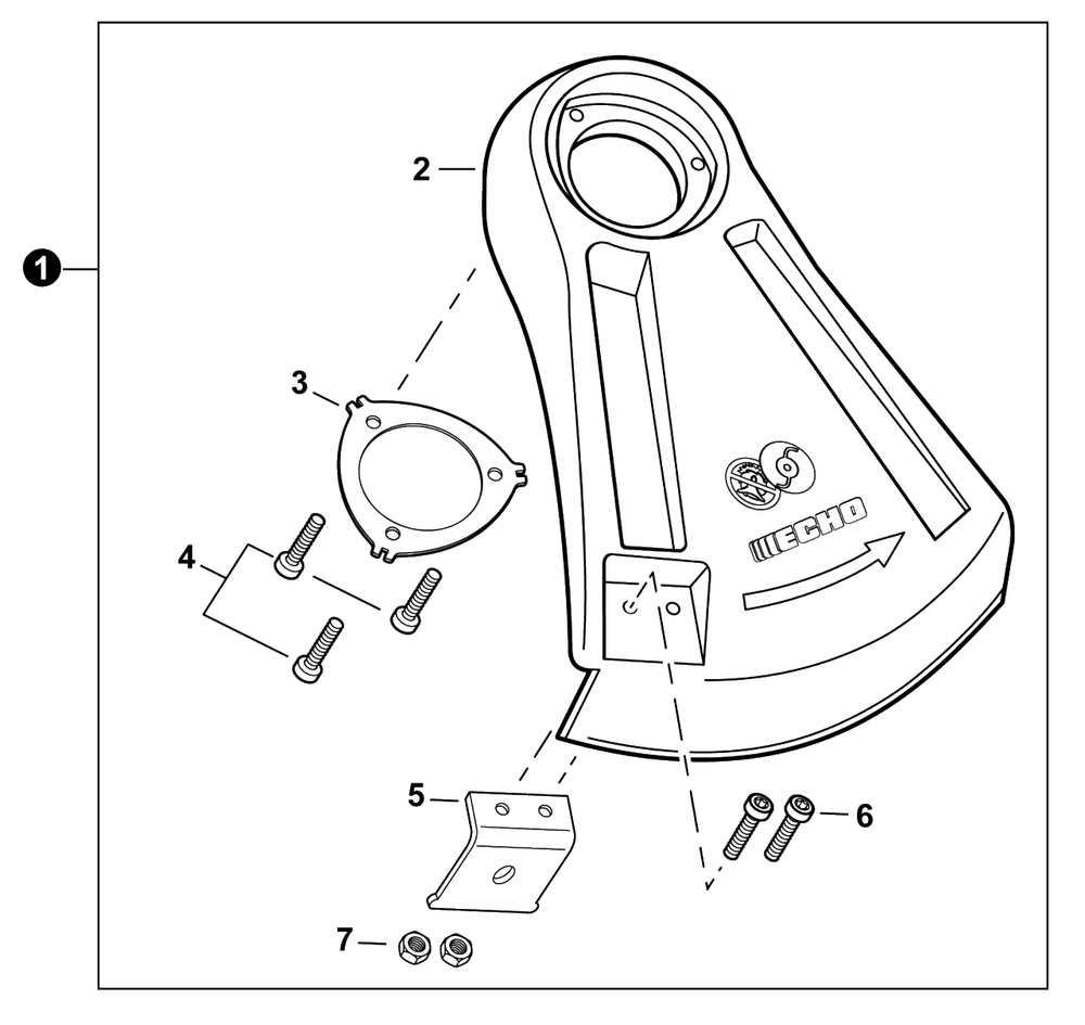 Debris Shield Diagram and Parts List for DPAS-2100SB 404PAS000001 - 404PAS999999 Echo Trimmer