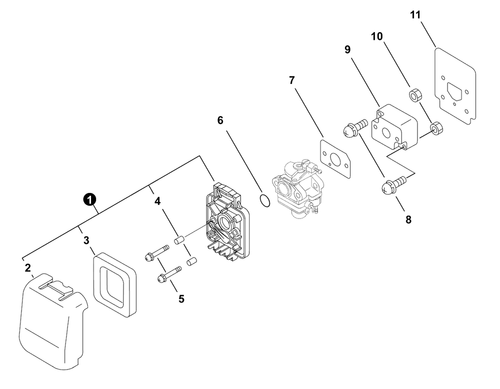 Intake Diagram and Parts List for GT-22GES U54026001001 - U54026999999 Echo Trimmer