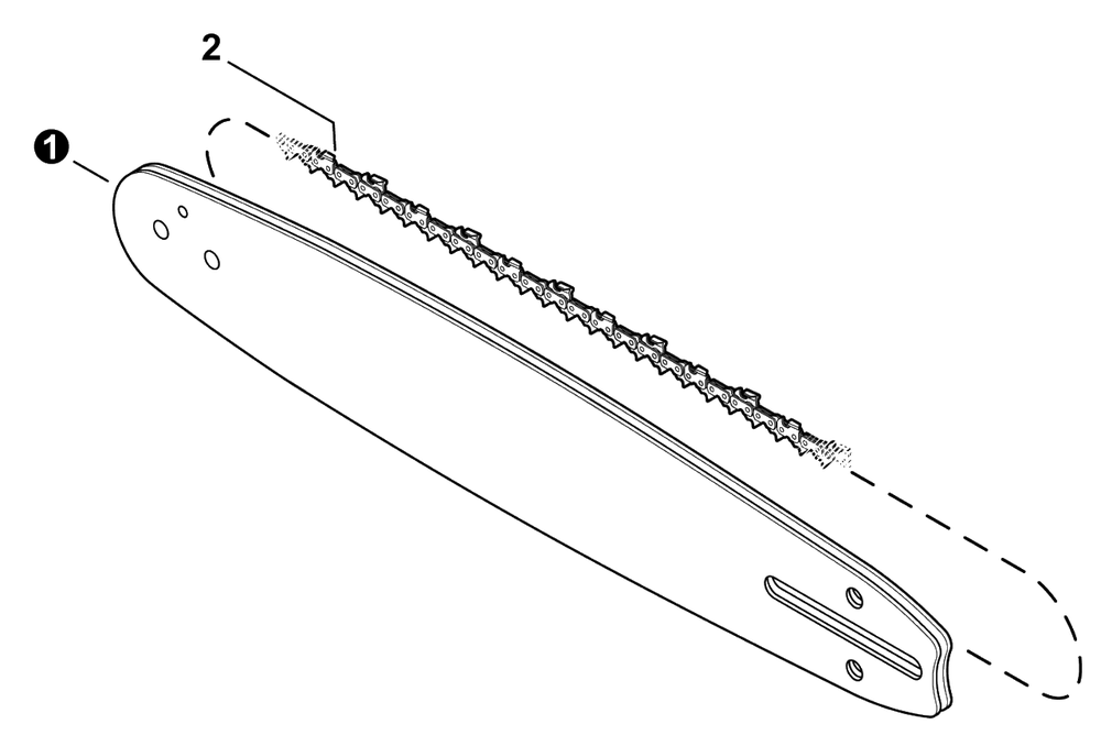 Guide Bar, Sawing Chain Diagram and Parts List for CS-590 C84329001001 - C84329999999 Echo Chainsaw