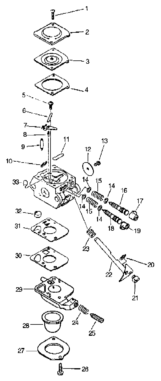 Carburetor Diagram and Parts List for PPSR-2122 001001 - 504999 Echo Pole Saw