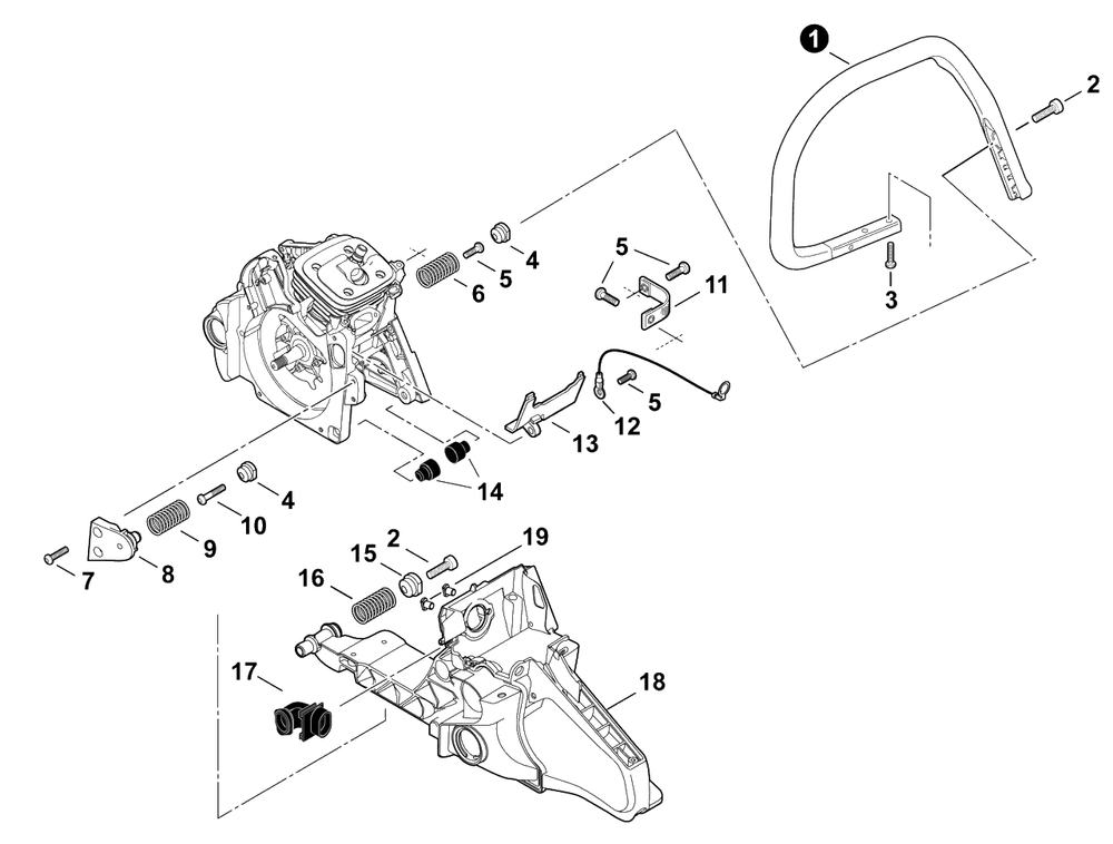 Handles Diagram and Parts List for CS-590 C84329001001 - C84329999999 Echo Chainsaw