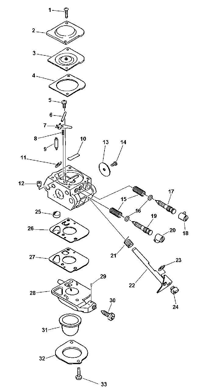 Carburetor Diagram and Parts List for SRM-2100 159491 - 999999 Echo Trimmer