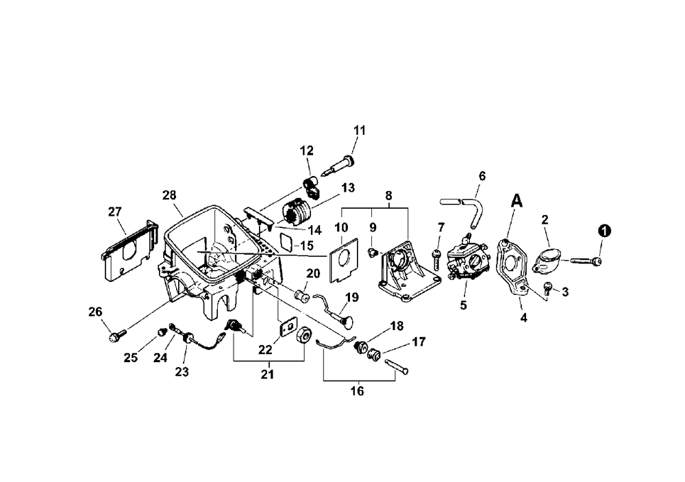Intake Diagram and Parts List for QV-8000 (Type 1E)(C90303001001 - C90303999999) Echo Chainsaw