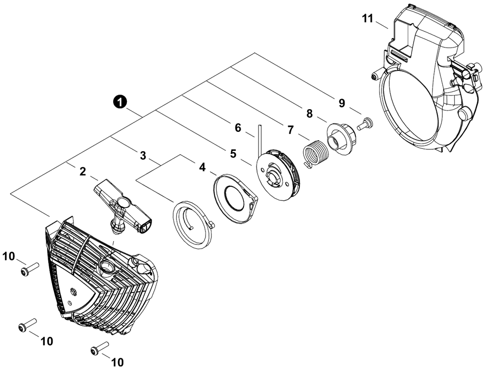 Starter Diagram and Parts List for CS-4010 C91315001001 - C91315999999 Echo Chainsaw