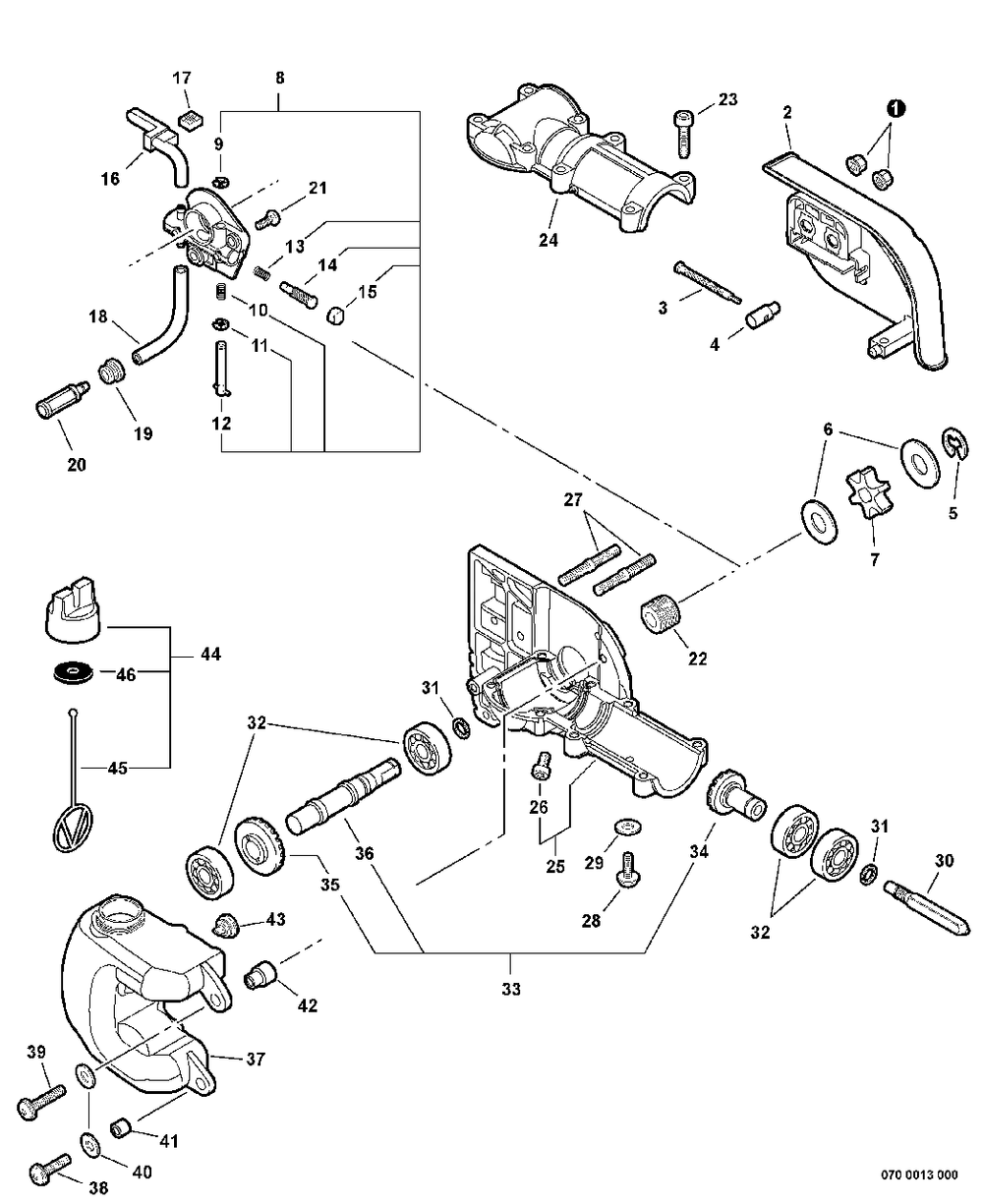 Gear Case, Auto-Oiler Diagram and Parts List for PPT-2400 (Type 1E)(E14220001001 - E14220999999) Echo Pole Saw