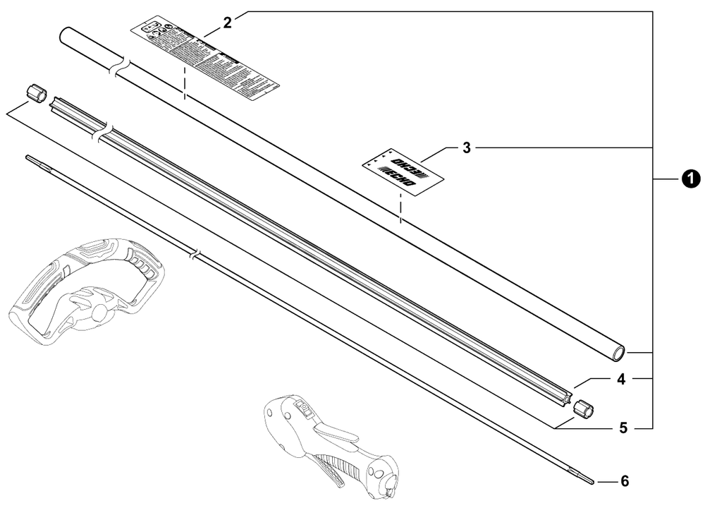 Main Pipe Diagram and Parts List for SRM-266 U54313001001 - U54313999999 Echo Trimmer