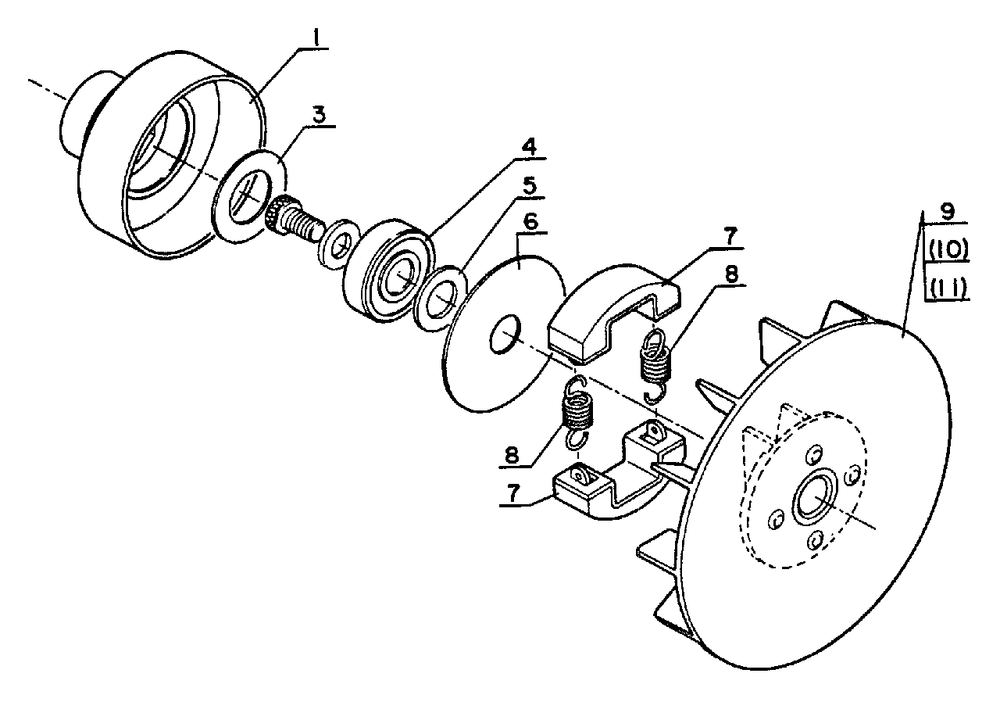 Clutch, Fan Diagram and Parts List for SRM-202 FA Version Echo Trimmer