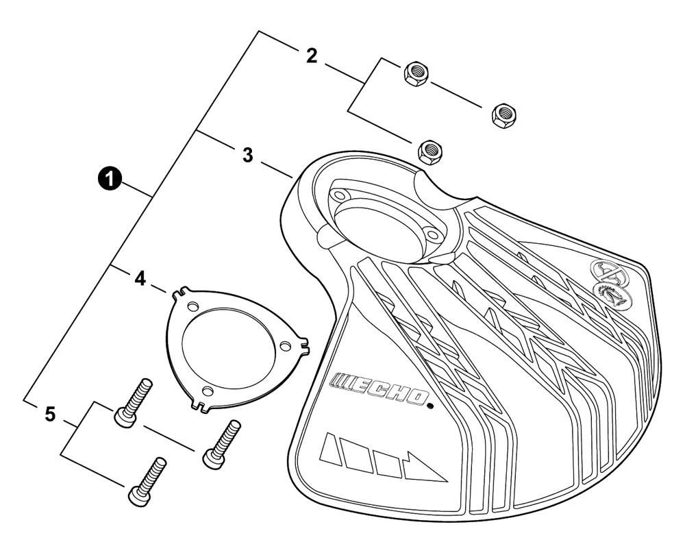 Debris Shield - Blade Diagram and Parts List for DSRM-2600U U56500001001 - U56500999999 Echo Charger
