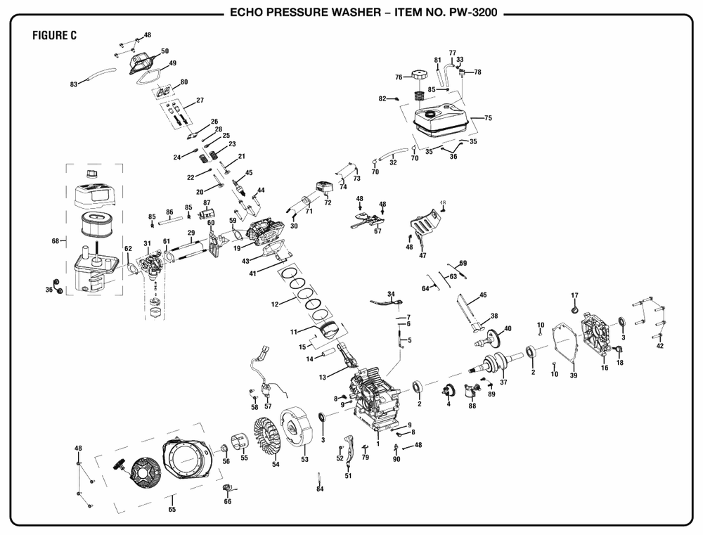 Figure C Diagram and Parts List for PW-3200 (Revision 01)(090079437)(2019-12) Echo Pressure Washer